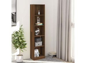 8720845673796 - Bonnevie - BücherregalStandregal 5 Fächer Braun Eiche 40x24x175 cm Holzwerkstoff vidaXL