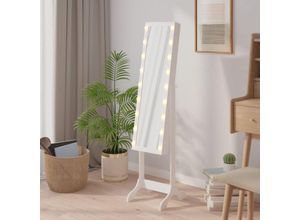 8720845675035 - Bonnevie - Standspiegel mit led Weiß 34x37x146 cm vidaXL978717