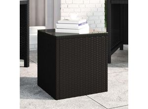 8720845678937 - Vidaxl - Beistelltisch Schwarz 40x37x405 cm Poly Rattan und Hartglas Schwarz