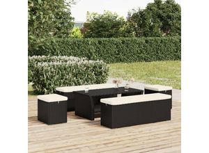 8720845678999 - Bonnevie - Hocker mit Kissen 2 Stk Schwarz 40x30x40 cm Poly Rattan vidaXL789396