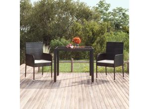 8720845679477 - Bonnevie - Gartenstühle mit Kissen 2 Stk Gartensessel Poly Rattan Schwarz vidaXL