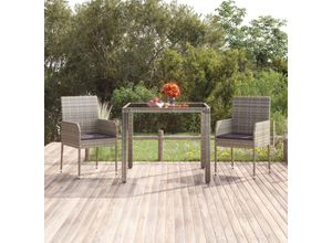 8720845679484 - Bonnevie - Gartenstühle mit Kissen 2 Stk Gartensessel Poly Rattan Grau vidaXL