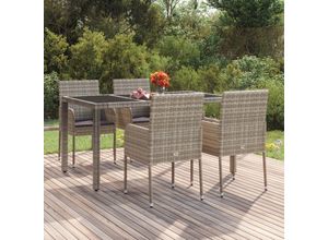 8720845679507 - Bonnevie - Gartenstühle mit Kissen 4 Stk Gartensessel Poly Rattan Grau vidaXL