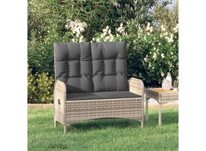 8720845679552 - Bonnevie - Gartenbank Ruhebank mit Liegefunktion und Kissen 107 cm Poly Rattan Grau vidaXL