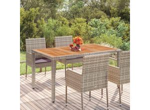 8720845679644 - Bonnevie - GartentischTerrassentisch mit Holzplatte Grau 150x90x75 cm Poly Rattan vidaXL