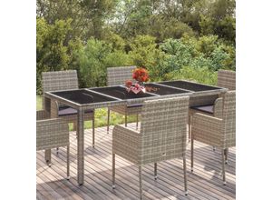 8720845679668 - Gartentisch，Terrassentisch mit Glasplatte Grau 190x90x75 cm Poly Rattan vidaXL