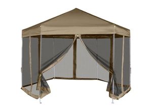 8720845680497 - Bonnevie - Faltpavillon Pavillon Faltbar mit Seitenwänden Sechseckig 36x31m Taupe 220g m² vidaXL