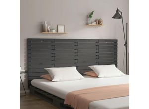 8720845683887 - Bonnevie - Wand-KopfteilBetthaupt Grau 206x3x915 cm Massivholz Kiefer vidaXL