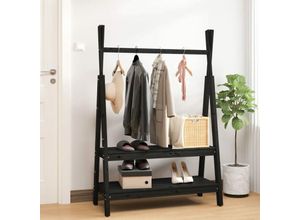 8720845687106 - Bonnevie - KleiderschrankAufbewahrungsschrank Schwarz 100x455x150 cm Massivholz Kiefer vidaXL