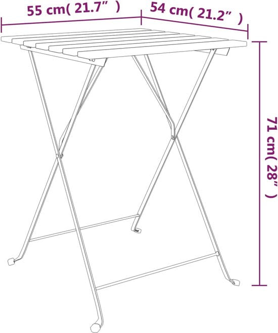 8720845689841 - vidaXL Bistro-Tisch klappbar 55x54x71 cm massivem Akazienholz und Stahl