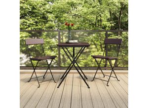 8720845690014 - 3-tlg Bistro-Set Klappbar Braun Poly Rattan vidaXL - Braun