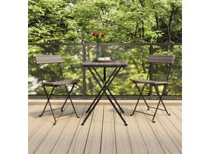 8720845690021 - Bonnevie - 3-tlg Bistro-Set Klappbar Grau Poly Rattan vidaXL495615