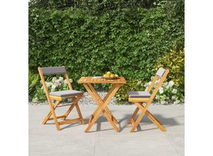 8720845693145 - Bonnevie - 3-tlg Bistro-Set Klappbar mit Kissen Massivholz Akazie vidaXL691908