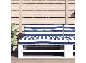 8720845701642 - Bonnevie - Palettenkissen 2-tlg Palettenauflage Blau & Weiß Gestreift Stoff vidaXL