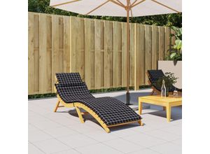 8720845707729 - Bonnevie - Sonnenliegen-AuflageGartenliege Schwarz Karomuster Oxford-Gewebe vidaXL