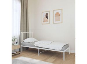 8720845721633 - Bonnevie - BettgestellSchlafzimmerbett mit Kopfteil Metall Weiß 75x190 cm vidaXL
