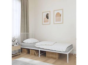 8720845721657 - Bonnevie - BettgestellSchlafzimmerbett mit Kopfteil Metall Weiß 90x190 cm vidaXL