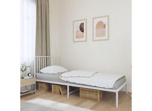 8720845721664 - Bonnevie - BettgestellSchlafzimmerbett mit Kopfteil Metall Weiß 90x200 cm vidaXL