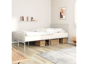 8720845721947 - Bonnevie - BettgestellSchlafzimmerbett mit Kopf- und Fußteil Metall Weiß 160x200 cm vidaXL