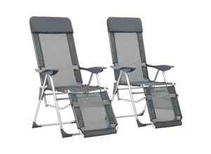 8720845722128 - Bonnevie - Klappbare Liegestühle mit Fußteil 2 Stk Grau Textilene vidaXL194107