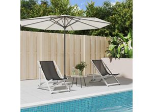 8720845722296 - Bonnevie - Strandstühle 2 Stk Klappbar Grau Aluminium und Textilene vidaXL82738