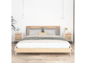 8720845726041 - Bonnevie - 2er-Set NachttischeBeistelltische Weiß 40x30x555 cm Holzwerkstoff & Eisen vidaXL
