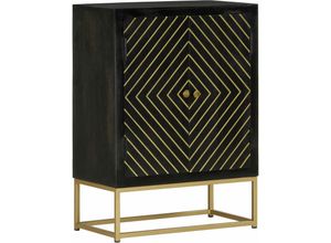 8720845730949 - Bonnevie - SideboardKommode mit 2 Türen Schwarz Gold 55x30x75 cm Massivholz Mango vidaXL 8720845730949 - Bonnevie - SideboardKommode mit 2 Türen Schwarz Gold 55x30x75 cm Massivholz Mango vidaXL