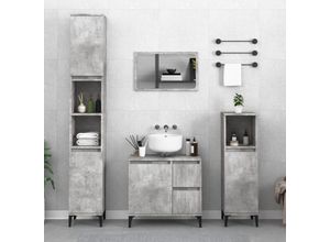 8720845738426 - Bonnevie - BadschrankBadezimmerschrank Betongrau 30x30x100 cm Holzwerkstoff vidaXL