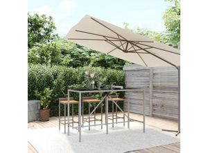 8720845740047 - Bonnevie - Bartisch mit Glasplatte Grau 180x70x110 cm Poly Rattan vidaXL