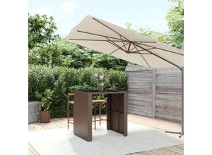 8720845740054 - Bonnevie - Bartisch mit Glasplatte Braun 105x80x110 cm Poly Rattan vidaXL