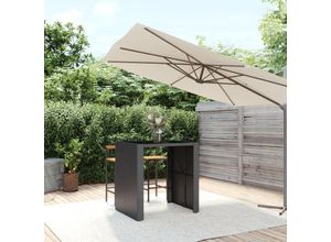 8720845740061 - Bonnevie - Bartisch mit Glasplatte Schwarz 105x80x110 cm Poly Rattan vidaXL