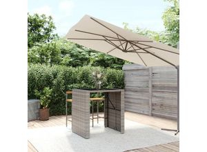 8720845740078 - Bonnevie - Bartisch mit Glasplatte Grau 105x80x110 cm Poly Rattan vidaXL