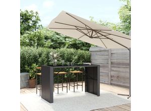 8720845740122 - Bonnevie - Bartisch mit Glasplatte Schwarz 185x80x110 cm Poly Rattan vidaXL