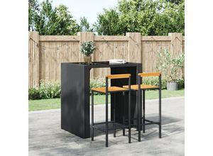 8720845740184 - Bonnevie - 2er Set BarhockerBarstuhl Schwarz Poly Rattan und Massivholz Akazie vidaXL