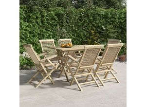 8720845743994 - Gartenstühle 6 Stk Gartensessel Klappbar Grau 56x61x89 cm Massivholz Teak vidaXL