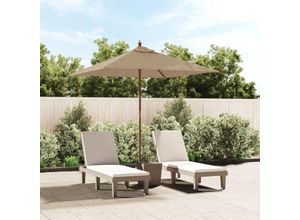 8720845760700 - Bonnevie - SonnenschirmGartenschirm mit Holzmast Taupe 198x198x231 cm vidaXL