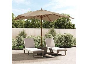 8720845760786 - Bonnevie - SonnenschirmGartenschirm mit Holzmast Taupe 300x300x273 cm vidaXL