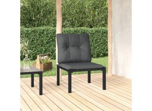 8720845760847 - Bonnevie - Gartenstuhl mit Kissen Schwarz und Grau Poly Rattan vidaXL966407