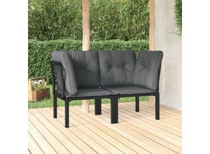 8720845760878 - Bonnevie - Garten-Eckstühle mit Kissen 2 Stk Schwarz & Grau Poly Rattan vidaXL305421