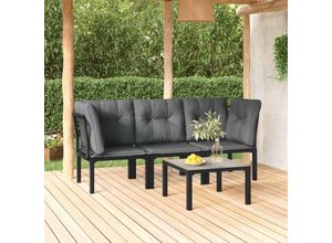 8720845760892 - Bonnevie - 4-tlg Garten-Lounge-SetGartenmöbel-Set Schwarz und Grau Poly Rattan vidaXL