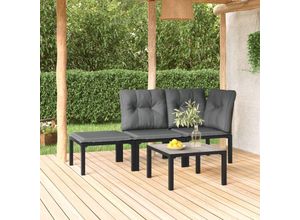 8720845760908 - Bonnevie - 4-tlg Garten-Lounge-SetGartenmöbel-Set Schwarz und Grau Poly Rattan vidaXL