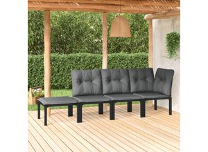 8720845760915 - Bonnevie - 4-tlg Garten-Lounge-SetGartenmöbel-Set Schwarz und Grau Poly Rattan vidaXL