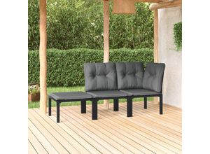 8720845760922 - Bonnevie - 3-tlg Garten-Lounge-SetGartenmöbel-Set Schwarz und Grau Poly Rattan vidaXL