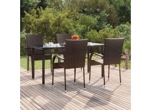 8720845764647 - Bonnevie - 5-tlg Garten-EssgruppeGartenmöbel Set Braun Poly Rattan vidaXL