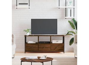 8720845774097 - Bonnevie - TV-SchrankTV-Möbel Braun Eichen-Optik 102x33x45cm Holzwerkstoff & Eisen vidaXL