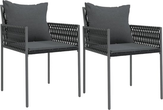 8720845787004 - vidaXL - Gartenstühle - 2 - Stück - mit - Kissen - 54x61x83 - cm - Poly - Rattan - schwarz