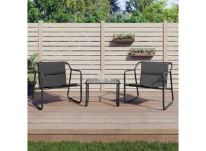 8720845787066 - Bonnevie - 3-tlg Garten-Lounge-SetGartenmöbel-Set mit Kissen Anthrazit Stahl vidaXL