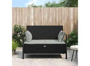 8720845787110 - Bonnevie - Gartenbank 2-Sitze Doppelsitzbankr mit Kissen Schwarz Poly Rattan vidaXL