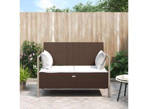 8720845787127 - Bonnevie - Gartenbank 2-Sitze Doppelsitzbankr mit Kissen Braun Poly Rattan vidaXL