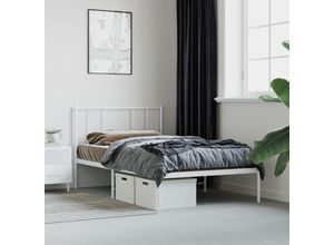 8720845788926 - Bonnevie - BettgestellSchlafzimmerbett mit Kopfteil Metall Weiß 75x190 cm vidaXL